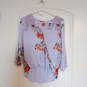 Crepe Floral Wrap Shirt